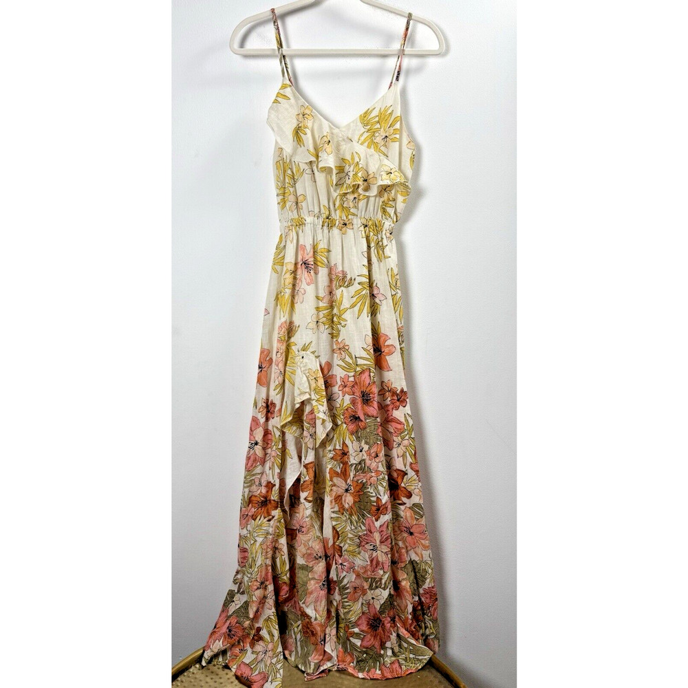 Billabong Tropical Floral Maxi Dress Vacation Beachy Cottagecore Bohemian S